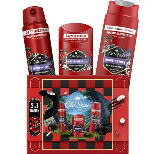 Old Spice Promo Nighpanther For Men Deodorant Body Spray 150ml & Deodorant Stick 50ml & Shower Gel & Shampoo 250ml