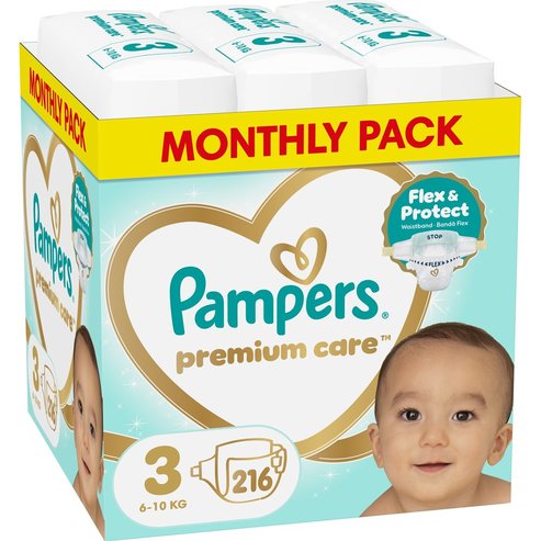 Pampers Premium Care Monthly Pack №3 (6-10kg) 216 броя