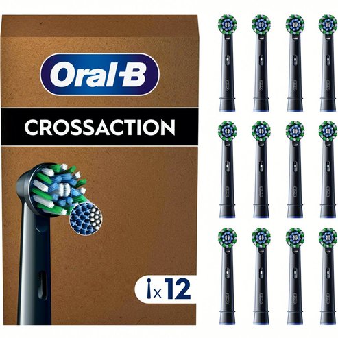 Oral-B Pro Cross Action Medium Electric Toothbrush Replacement Head Black Edition 12 бр