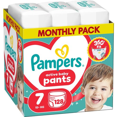 Pampers Active Baby Pants Monthly Pack Νο7 (15+kg) Гащи-пелени 128 броя