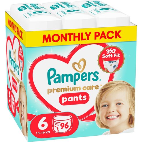 Pampers Premium Care Pants Monthly Pack No6 (13-19kg) Пелени-гащички 96 пелени