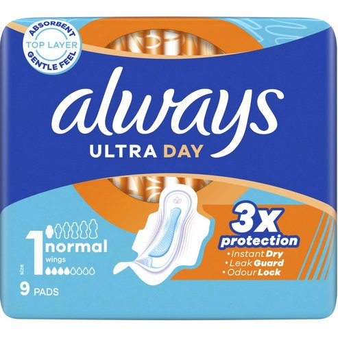 Always Ultra Day Normal Sanitary Towels with Wings Size 1, 9 бр