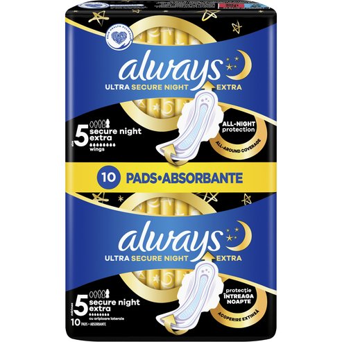 Always Ultra Secure Night Extra Pads Size 5, 10 бр