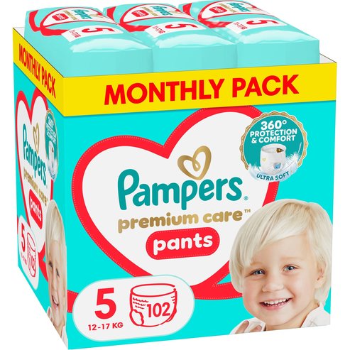 Pampers Premium Care Pants Comfort & Protection Monthly Pack No5 (12-17kg) 102 бр (3x34 бр)