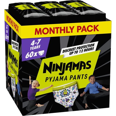 Pampers Ninjamas Pyjama Pants Boy 4-7 Years (17-30kg) Monthly Pack 60 бр