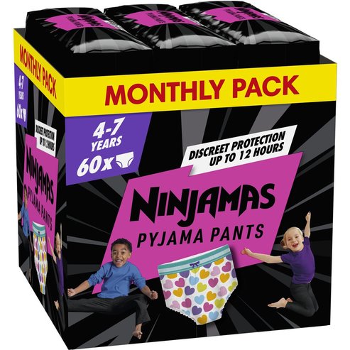 Pampers Ninjamas Pyjama Pants Girl 4-7 Years (17-30kg) Monthly Pack 60 бр