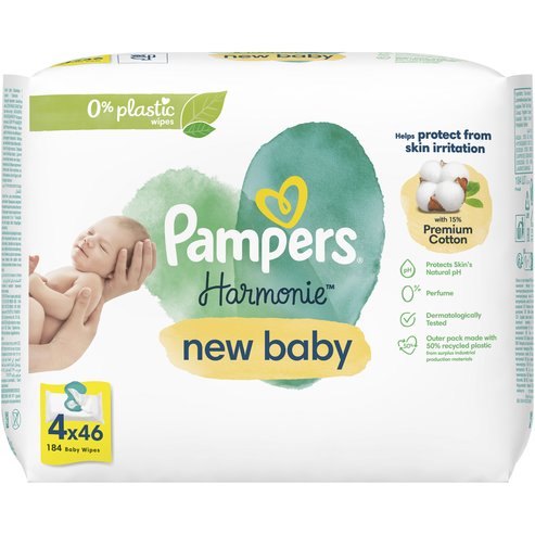 Pampers Harmonie New Baby Wipes 184 бр (4x46 бр)