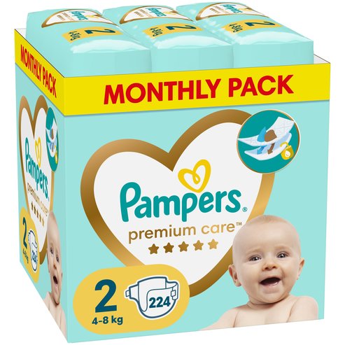 Pampers Premium Care Monthly Pack №2 (4-8kg) 224 броя