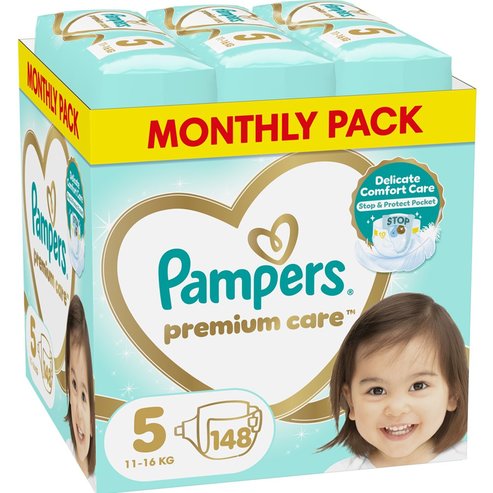 Pampers Premium Care Monthly Pack No5 (11-16kg) 148 бр (2x74 бр)
