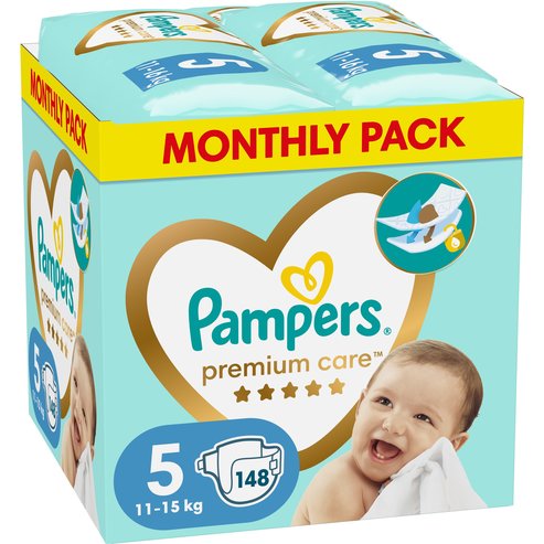 Pampers Premium Care Monthly Pack No5 (11-16kg) 148 памперси (2x74 пелени)