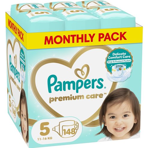 Pampers Premium Care Monthly Pack No5 (11-16kg) 148 броя (2x74 броя)