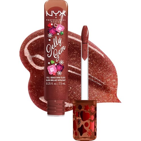 Nyx Professional Makeup Jelly Gem Full Bodied Shine Lip Gloss Серум за искрящи, гладки, сочни & хидратирани устни с брокат & пептиден комплекс, 7,5ml - 03 Burgundy Bling