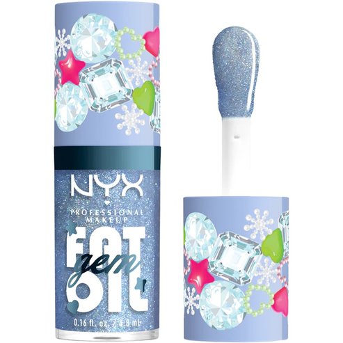 Nyx Professional Makeup Fat Oil Gem Lip Drip Хидратиращ гланц за устни за блясък & защита 4.8ml - 03 Silver Bling