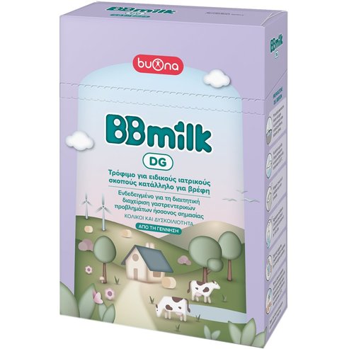 Buona BBmilk DG Мляко на прах за диетично хранене на кърмачета с леки стомашно-чревни проблеми, подходящо от раждането 400g