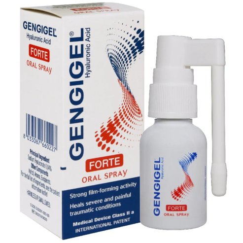 Gengigel Hyaluronic Acid Forte Oral Spray Успокояващ спрей с хиалуронова киселина 0.04%, подходящ за защита на раздразнени венци, идеален при обширни възпаления 20ml