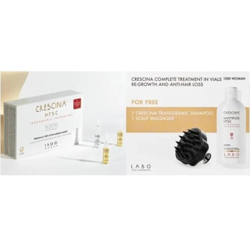 Crescina Promo HFSC Complete Man 20 броя (10+10 x 3.5ml) - 1300 & Подарък Man Shampoo 200ml & Подарък четка за масаж на скалпа,Цялостна дамска терапия за напредналите стадии на изтъняване & за много интензивен косопад & дамски шампоан