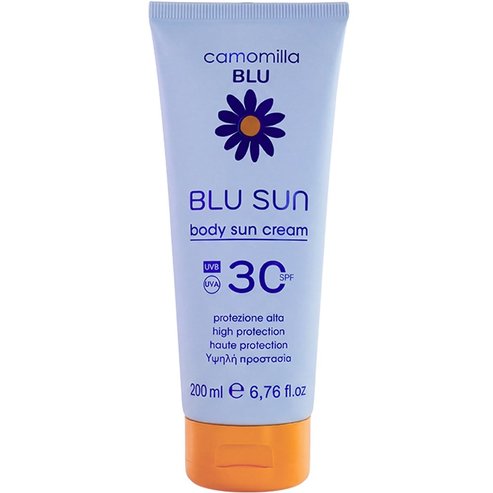 Camomilla Blu Sun Spf30 Body Cream Слънцезащитен крем за тяло с висока защита, идеален за ежедневно излагане на слънце с лека текстура 200ml