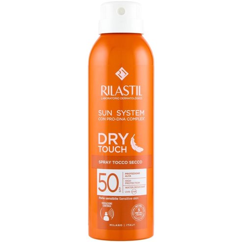 Rilastil Sun System Spf50 Dry Touch Spray Слънцезащитен спрей за тяло с висока степен на защита, водоустойчив, подходящ за чувствителна кожа 200ml