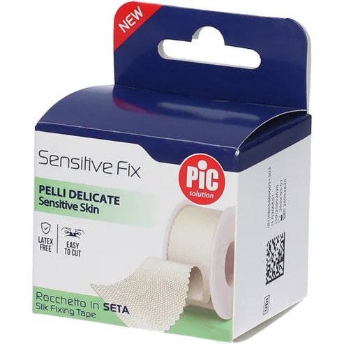 Pic Roll Sensitive Fix Latex Free Silk Fixing Tape 2.5cm x 5m Копринена лепяща лента, подходяща за дълготрайно фиксиране на превръзки върху чувствителна кожа 1 брой