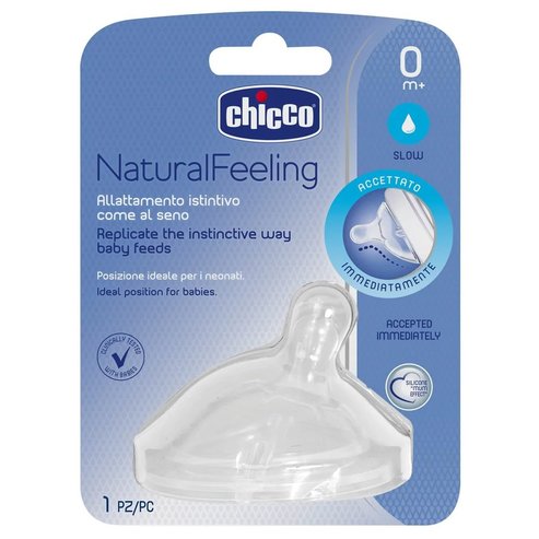 Chicco Natural Feeling 0m+ Slow Flow Teat 1 бр