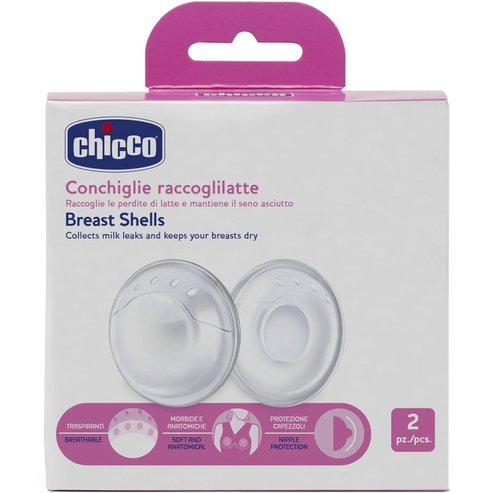 Chicco Breast Shells Чашки за Събиране на Кърма с Меко Силиконово Покритие, което Поддържа Гърдите Сухи 2 Броя