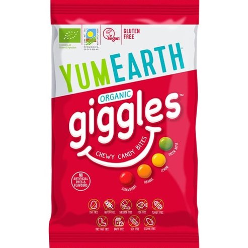 YumEarth Organic Giggles Био Дражета с Вкус на Ягода, Портокал, Лимон & Зелена Ябълка 40g