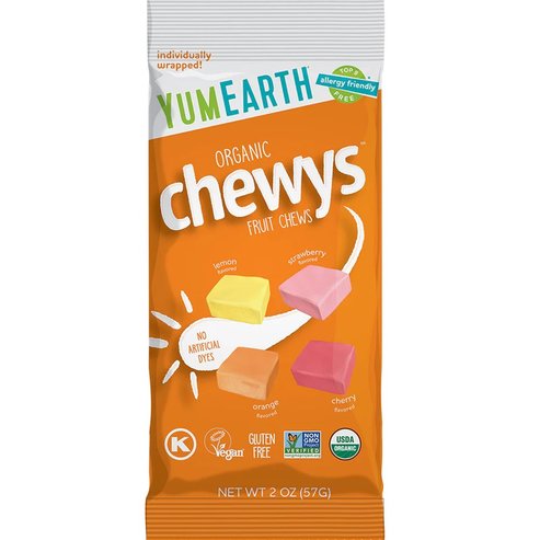 YumEarth Organic Chewys Био Бонбони с Вкус на Лимон, Ягода, Портокал & Череша 57g