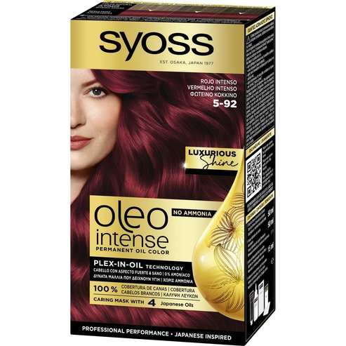 Syoss Oleo Intense Permanent Oil Hair Color Kit 1 Брой - 5-92 Ярко червено