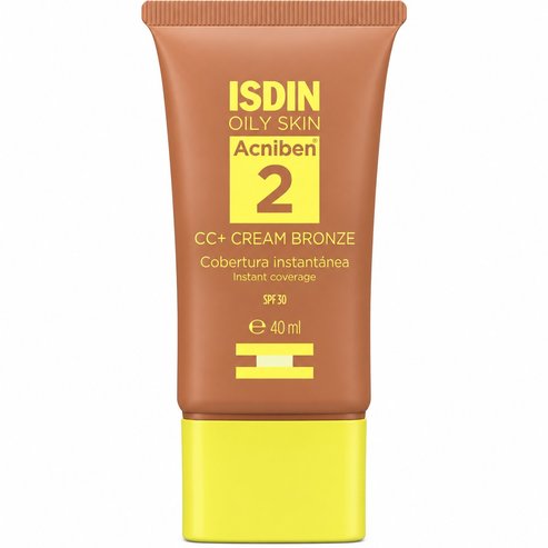 Isdin Acniben 2 Spf30 CC+ Cream Хидратиращ крем за лице с висока слънцезащита и цвят за мазна и склонна към акне кожа против несъвършенства 40ml - Bronze