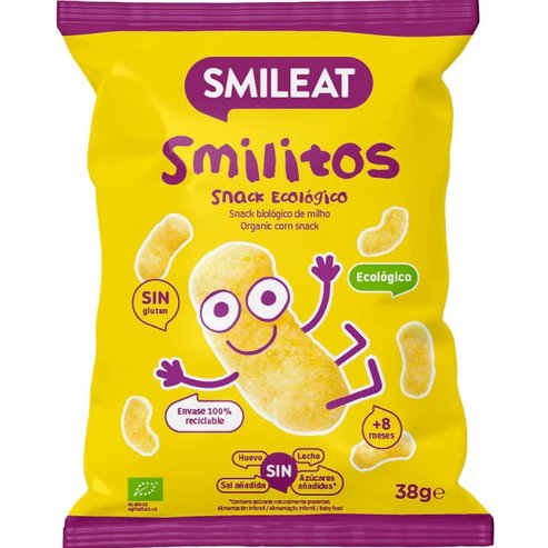 Smileat Organic Smilitos Corn Snack 8m+ Био бебешки царевичен снакс без глутен от 8-ия месец 38g