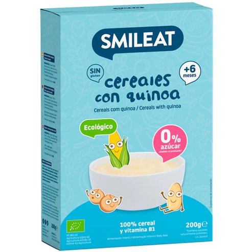 Smileat Organic Cereals with Quinoa 6m+ Био бебешка зърнена каша с киноа без глутен, подходяща от 6-ия месец 200g