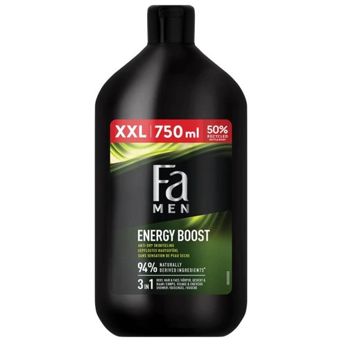 Fa Men Sport Energy Boost 3 in 1 Shower Gel for Body, Hair & Face 750ml