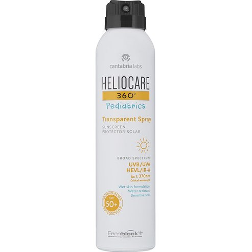 Heliocare 360 Pediatrics Spf50+ Transparent Spray Sunscreen Детски слънцезащитен освежаващ спрей за тяло с много висока защита с ефирна текстура и лесно нанасяне 200ml