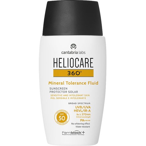 Heliocare 360 Mineral Tolerance Fluid Spf50 Sensitive & Intolerant Skin Sunscreen Αντηλιακό Προσώπου Πολύ Υψηλής Προστασίας για Ευαίσθητο, Δυσανεκτικό Δέρμα με Βιταμίνη Ε & Β5 50ml
