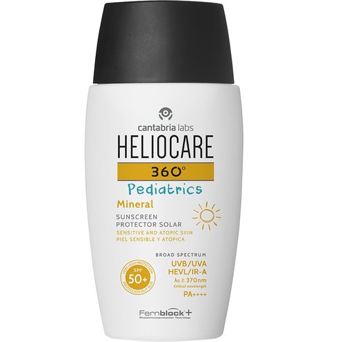 Heliocare 360 Pediatrics Mineral Spf50+ Sunscreen Детски слънцезащитен крем с много висока защита, идеален за лице и тяло, подходящ за чувствителна и атопична кожа 50ml