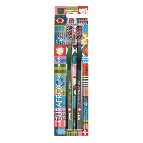 Curaprox Recycled Edition 5460 Ultra Soft Toothbrush Меки четки за зъби за възрастни с изключително нежни & устойчиви влакна за ефективно почистване 2 броя