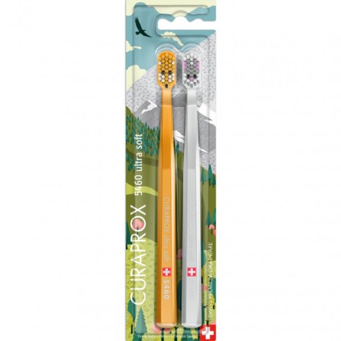 Curaprox CS 5460 Fox & Bunny Edition Ultra Soft Toothbrush 2 части - оранжево / сиво