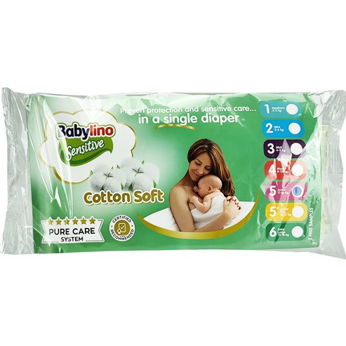 Babylino проба Sensitive Cotton Soft Бебешки пелени в произволен избор на размер 2 бр