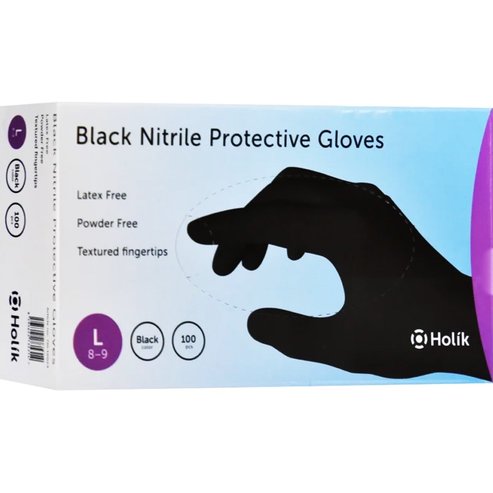 Holik Black Nitrile Protective Gloves 100 бр - Large