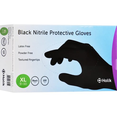 Holik Black Nitrile Protective Gloves 100 бр - Extra Large