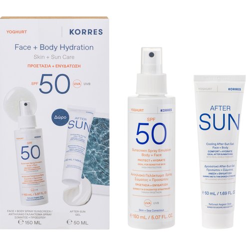 Korres Yoghurt Sunscreen Face & Body Hydration Spray Spf50, 150ml & Подарък Cooling After-Sun Gel for Face & Body 50ml