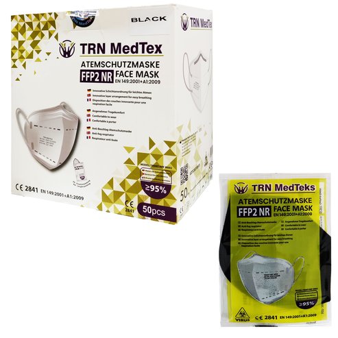 Trn MedTeks Face Masks KN95 FFP2 NR Black 50 бр