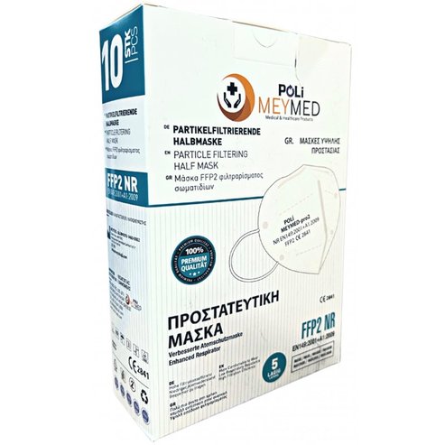 Poli MeyMed FFP2 NR KN95 Filtering Half Mask Защитна маска за еднократна употреба Бяла 10 бр