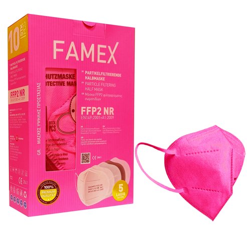 Famex Mask Защитни маски за еднократна употреба FFP2 NR KN95 Фуксия 10 бр