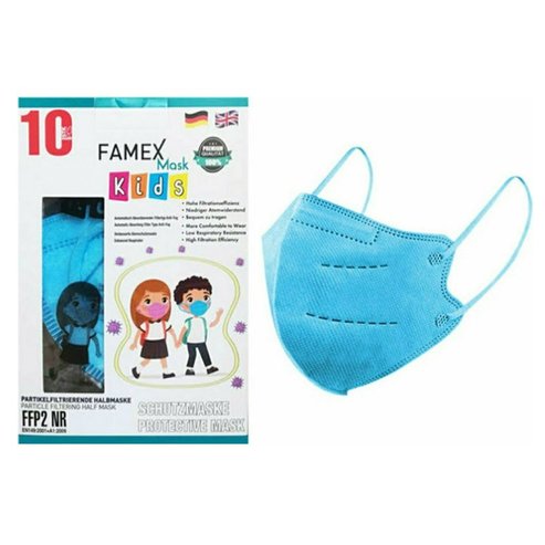 Famex Mask Kids Детски защитни маски за еднократна употреба FFP2 NR Sky Blue 10 броя