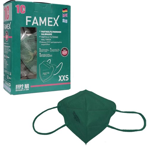 Famex Kids Mask FFP2 NR XXS 10 части - Тъмнозелени