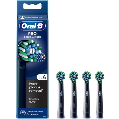 Oral-B Pro Cross Action Electric Toothbrush Head Replacement Black резервни глави за електрическа четка за зъби за отстраняване на плаката & защита на венците със средно твърди влакна & индикатор за смяна на главата 4 броя
