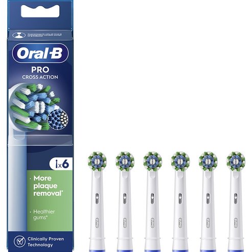 Oral-B Pro Cross Action Medium Electric Toothbrush Head White 6 бр