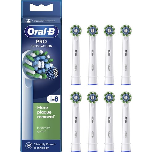 Oral-B Pro Cross Action Medium Electric Toothbrush Replacement Head White 8 бр