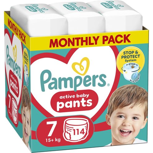 Pampers Active Baby Pants Monthly Pack Νο7 (15+kg) Памперси гащи 114 части (3x38 части)